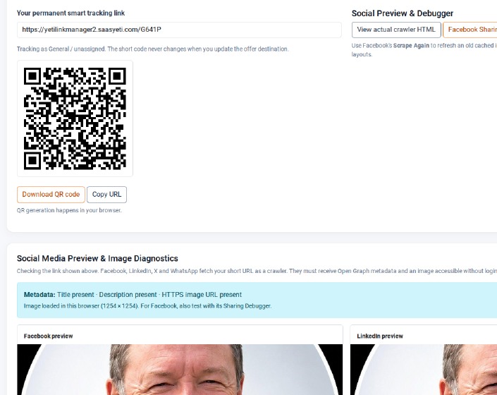 QR and permanent short-link workflow